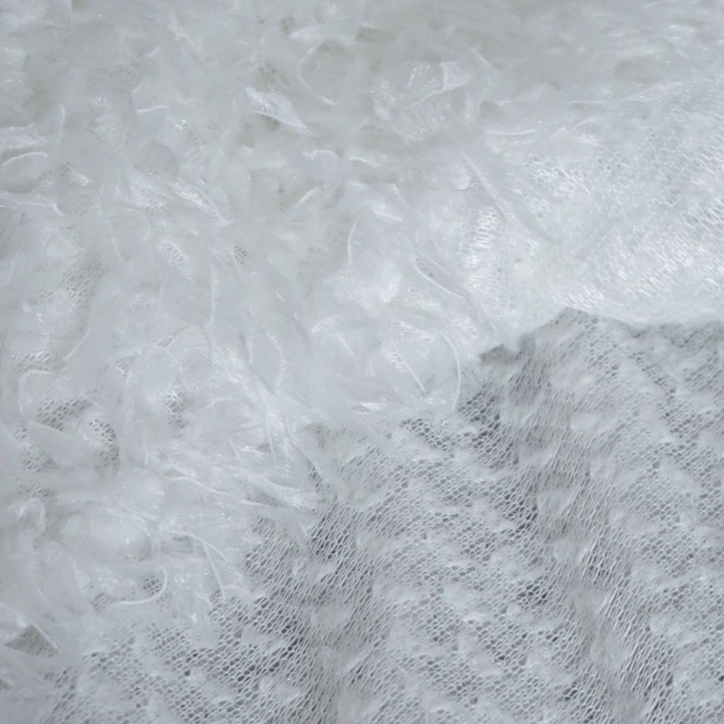 Preview: Federstoff leichter Strickstoff Federoptik weiß